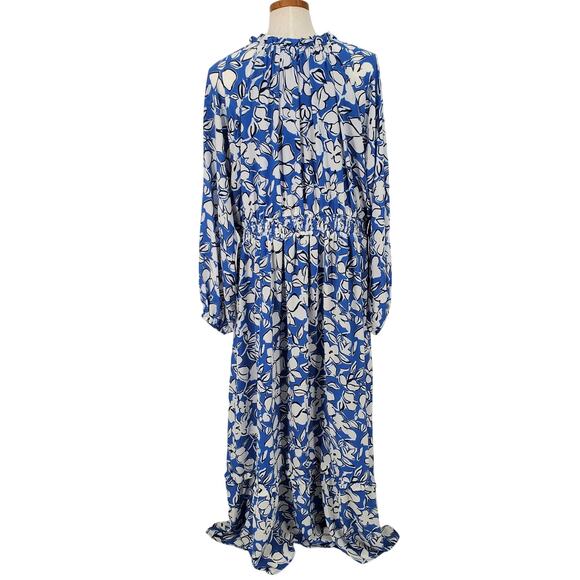 Wonderly Women's XXL Blue and White Long Sleeve Tiered‎ Maxi Dress New - Picture 4 of 8